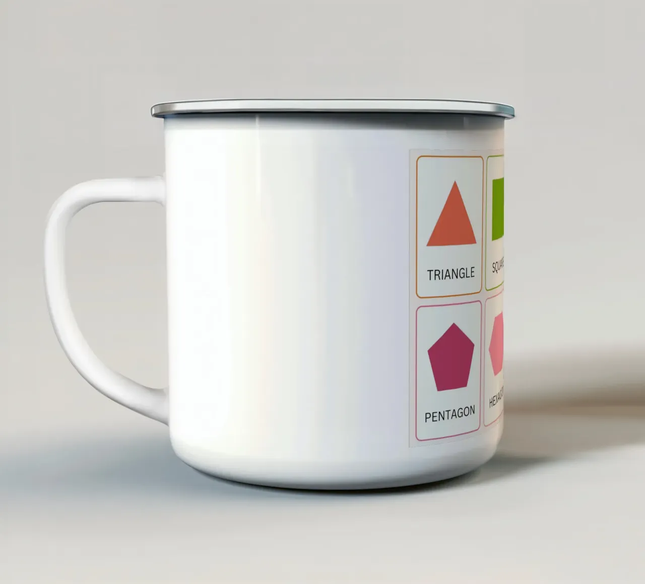 Poster didattico sulle forme geometriche - Arte in classe per la matematica tazza in smalto da vintagepod