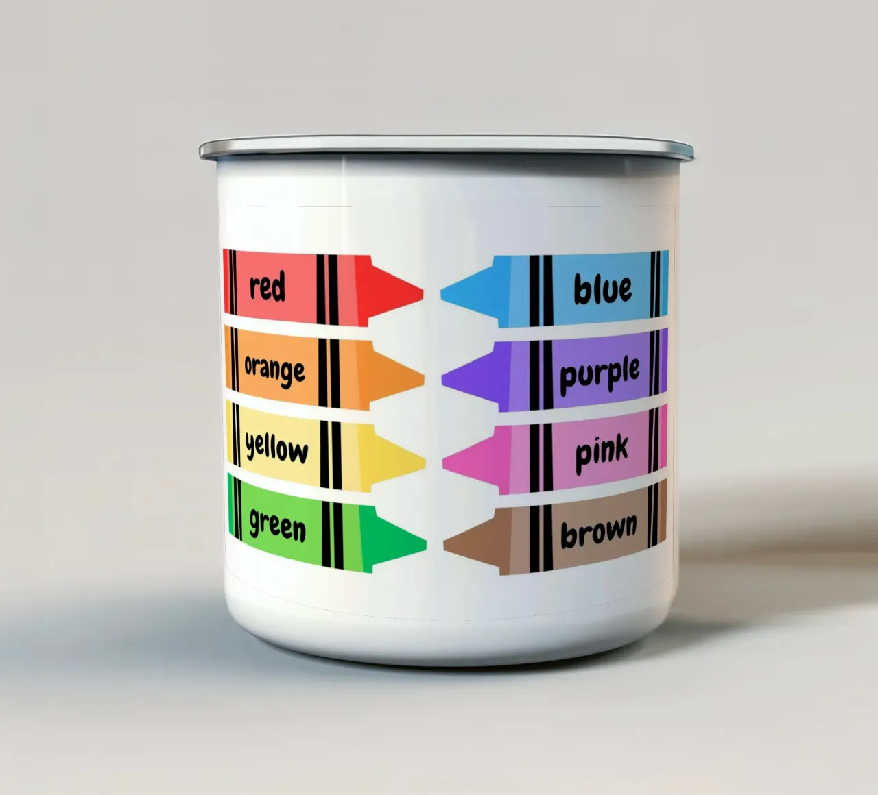 Poster con i pastelli colorati - Camera dei bambini - Apprendimento del colore tazza in smalto da vintagepod