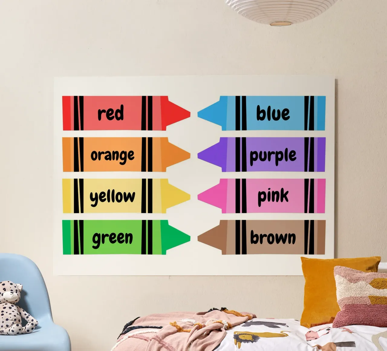 Poster con i pastelli colorati - Camera dei bambini - Apprendimento del colore alluminio dibond da vintagepod