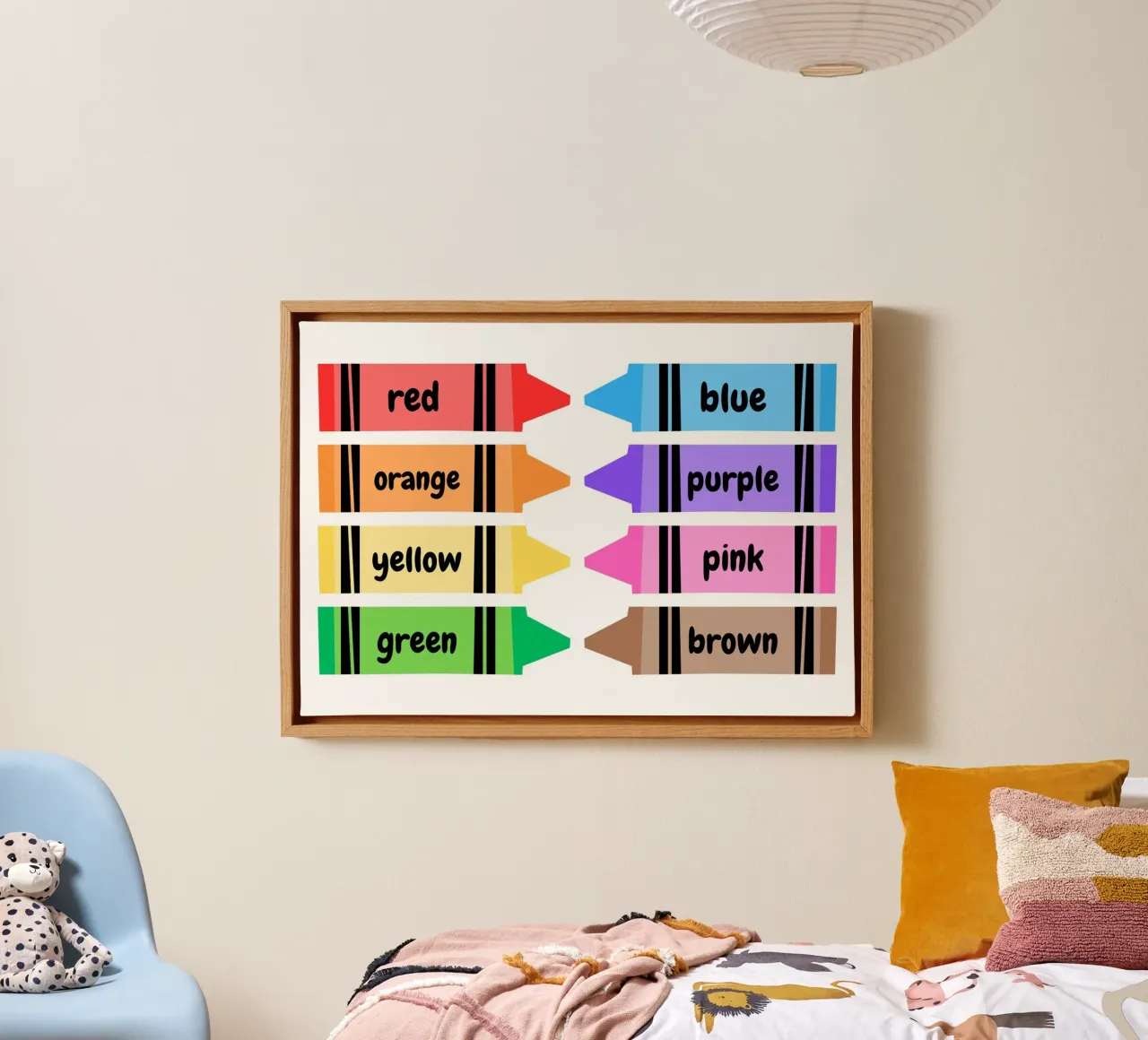 Poster con i pastelli colorati - Camera dei bambini - Apprendimento del colore tela con Cornice a cassetta da vintagepod