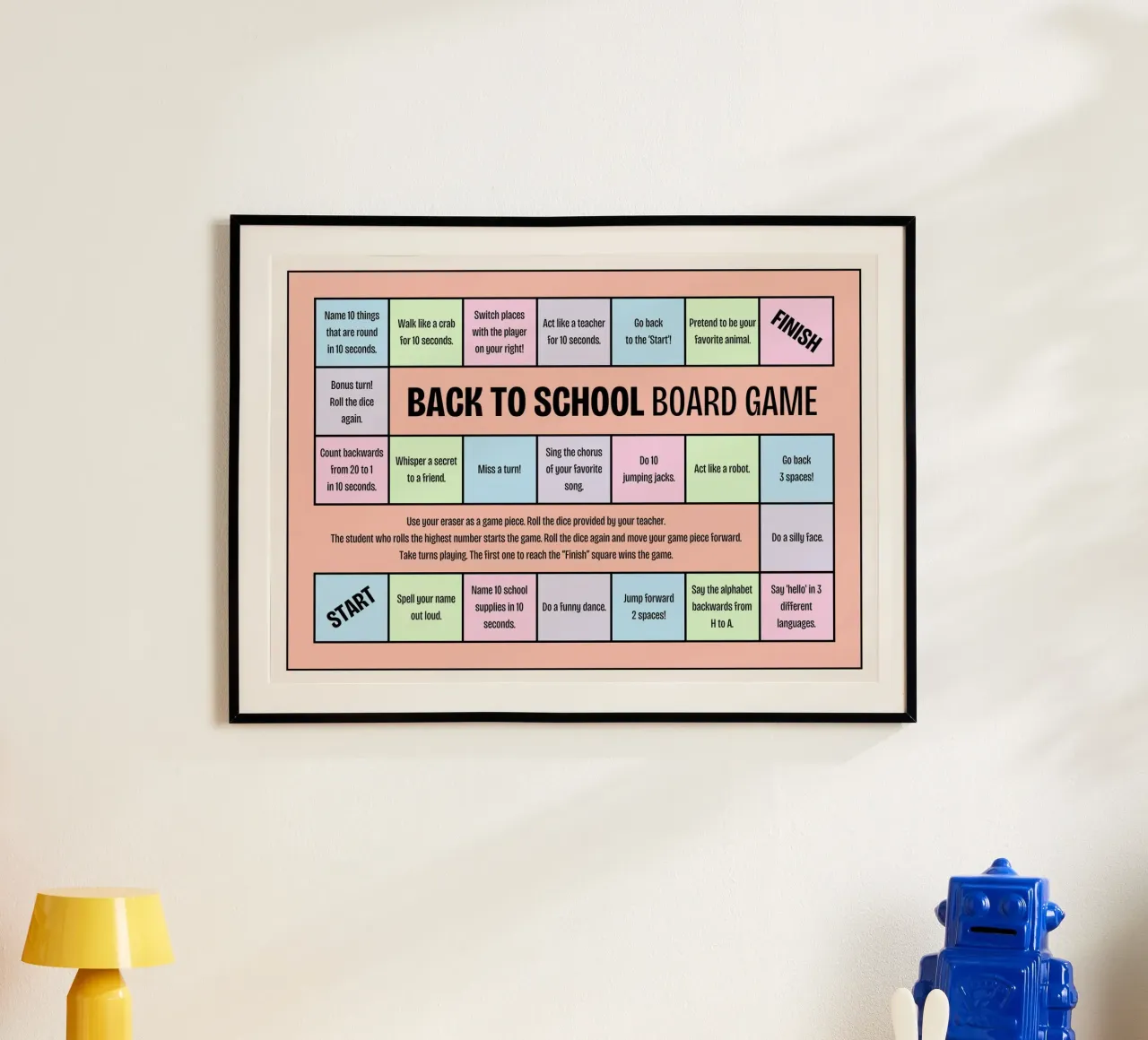Poster del gioco da tavolo Back to School - Giochi divertenti per bambini poster con telaio in alluminio da vintagepod