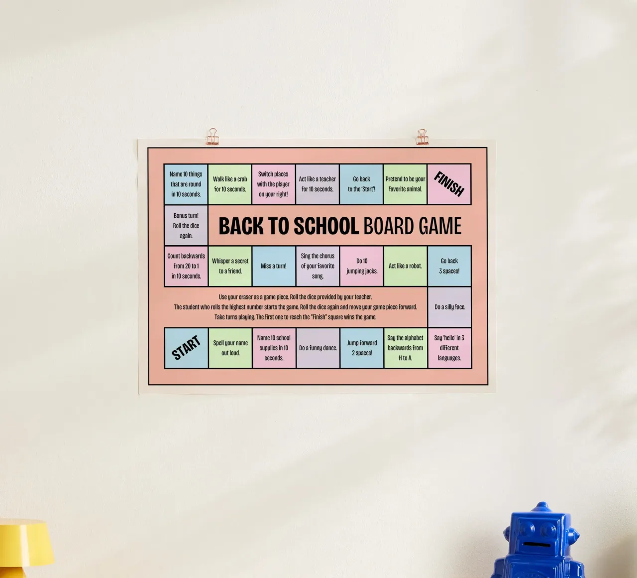 Poster del gioco da tavolo Back to School - Giochi divertenti per bambini poster con telaio in alluminio da vintagepod