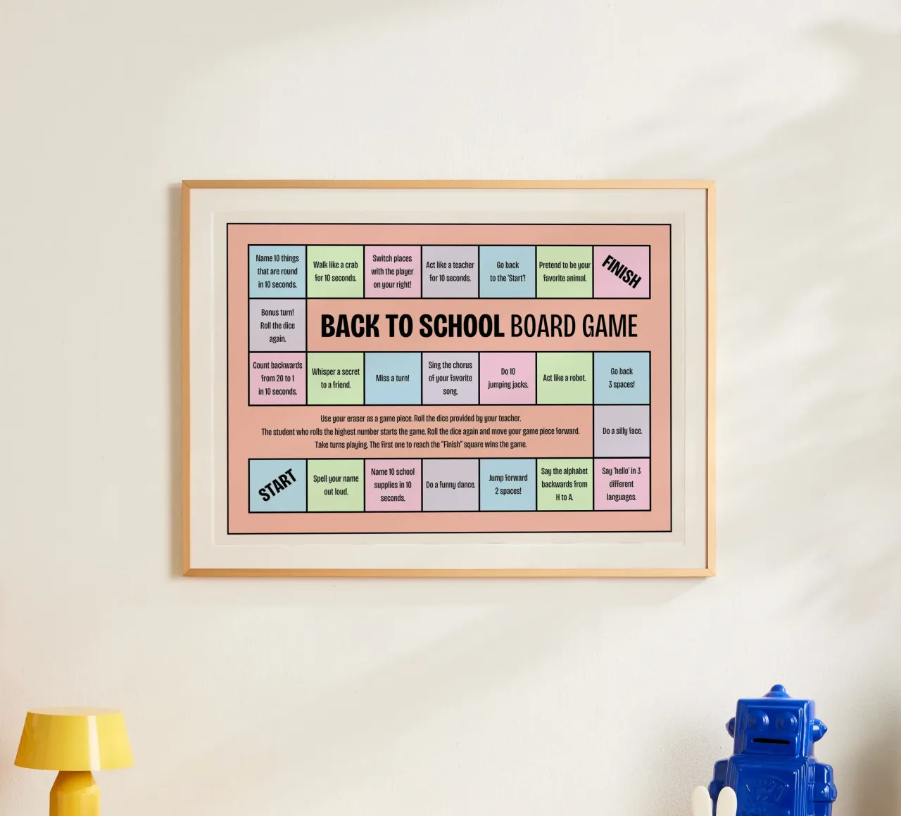 Poster del gioco da tavolo Back to School - Giochi divertenti per bambini poster con telaio in alluminio da vintagepod