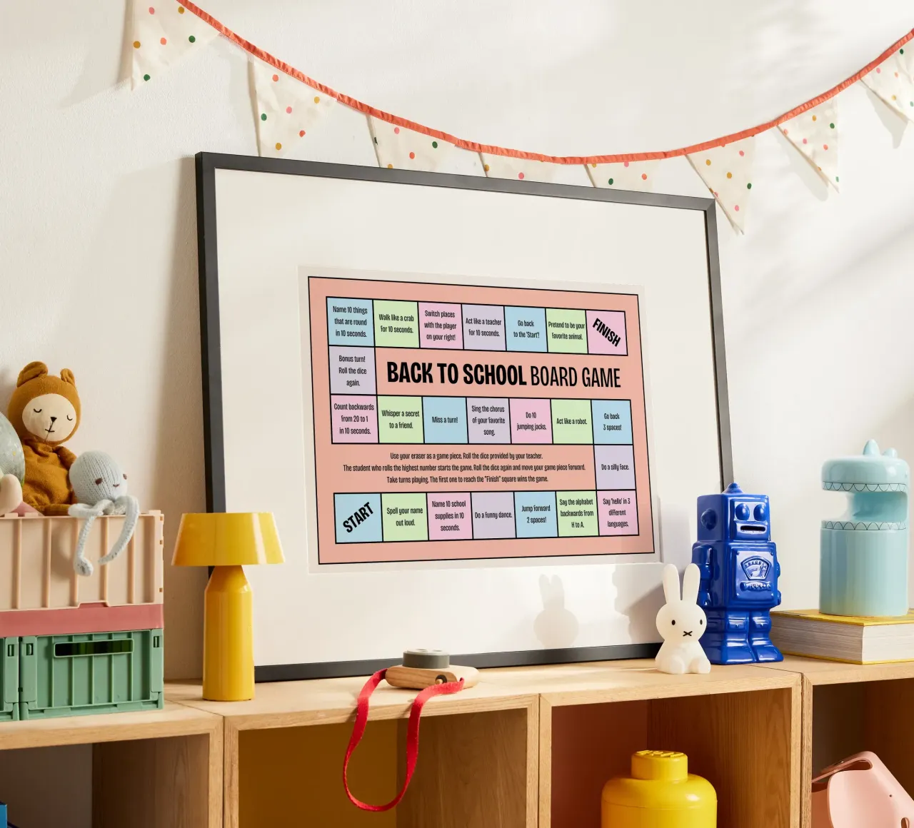 Poster del gioco da tavolo Back to School - Giochi divertenti per bambini poster con telaio in alluminio da vintagepod