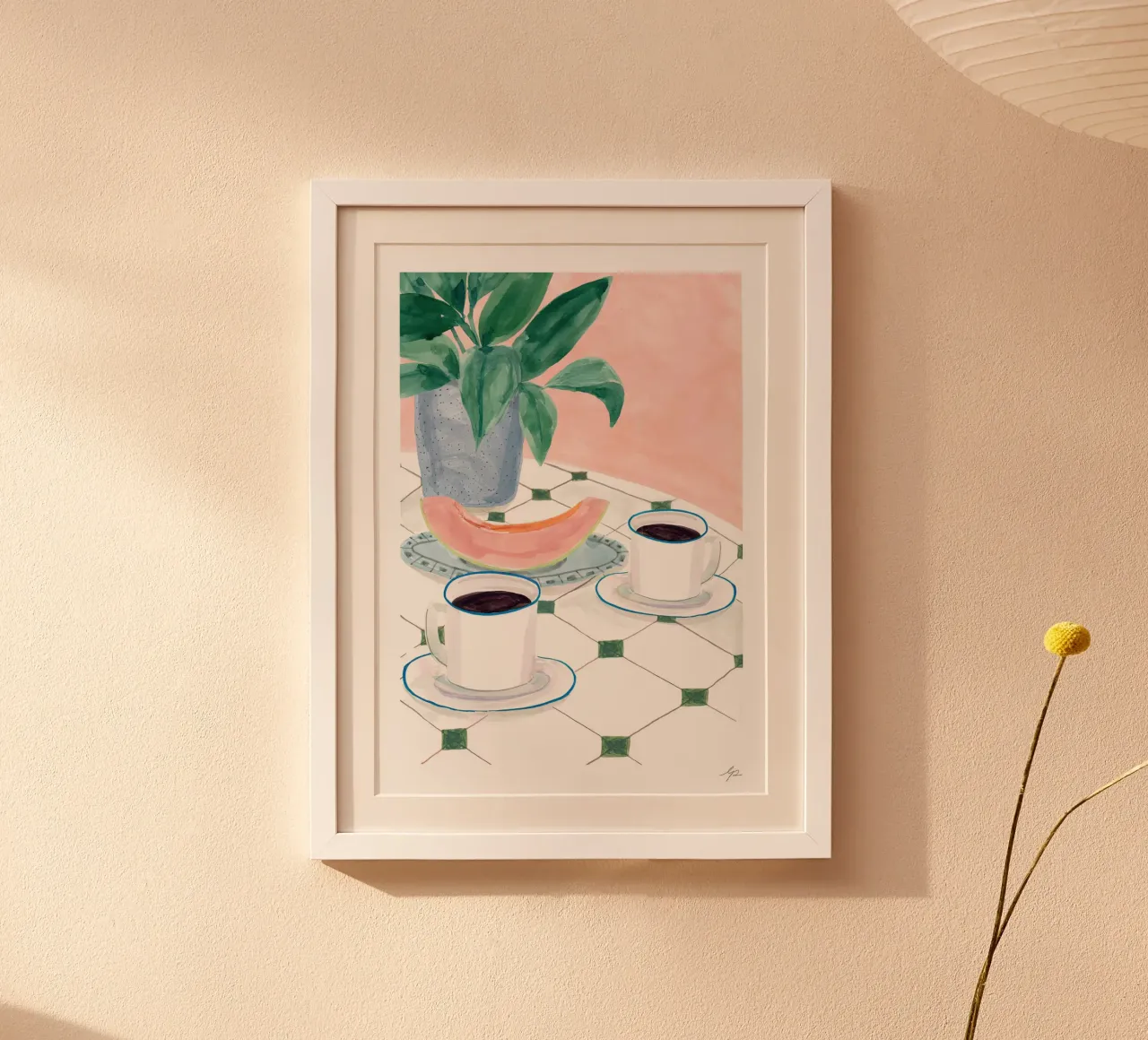 Mattine al melone poster con telaio in plastica da hanna shop