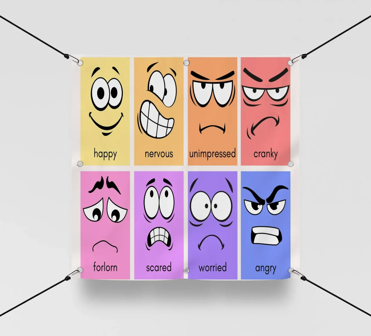 Poster con i volti delle emozioni - Grafico dei sentimenti per bambini telo in pvc da vintagepod