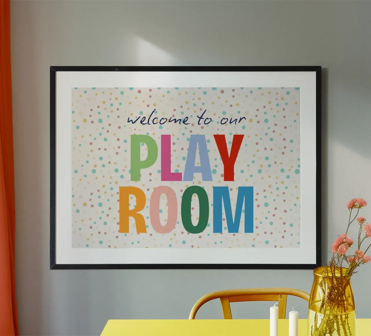 Poster "Benvenuti nella nostra stanza dei giochi" - Arte per la cameretta dei bambini poster con telaio in alluminio da vintagepod