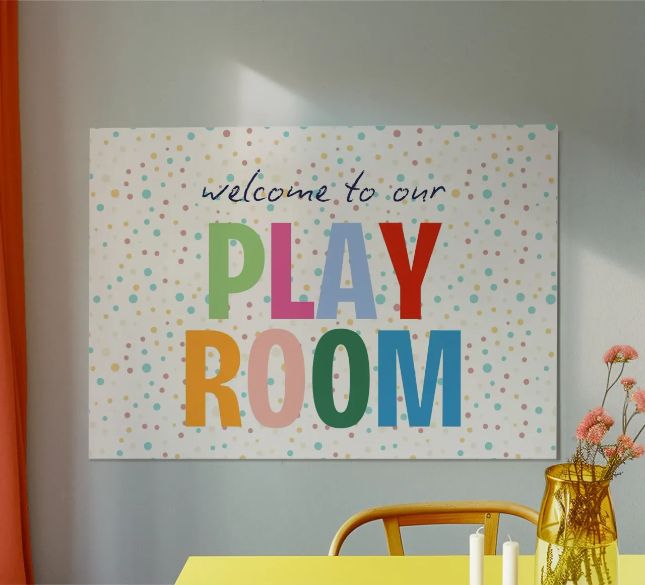 Poster "Benvenuti nella nostra stanza dei giochi" - Arte per la cameretta dei bambini poster con telaio in alluminio da vintagepod