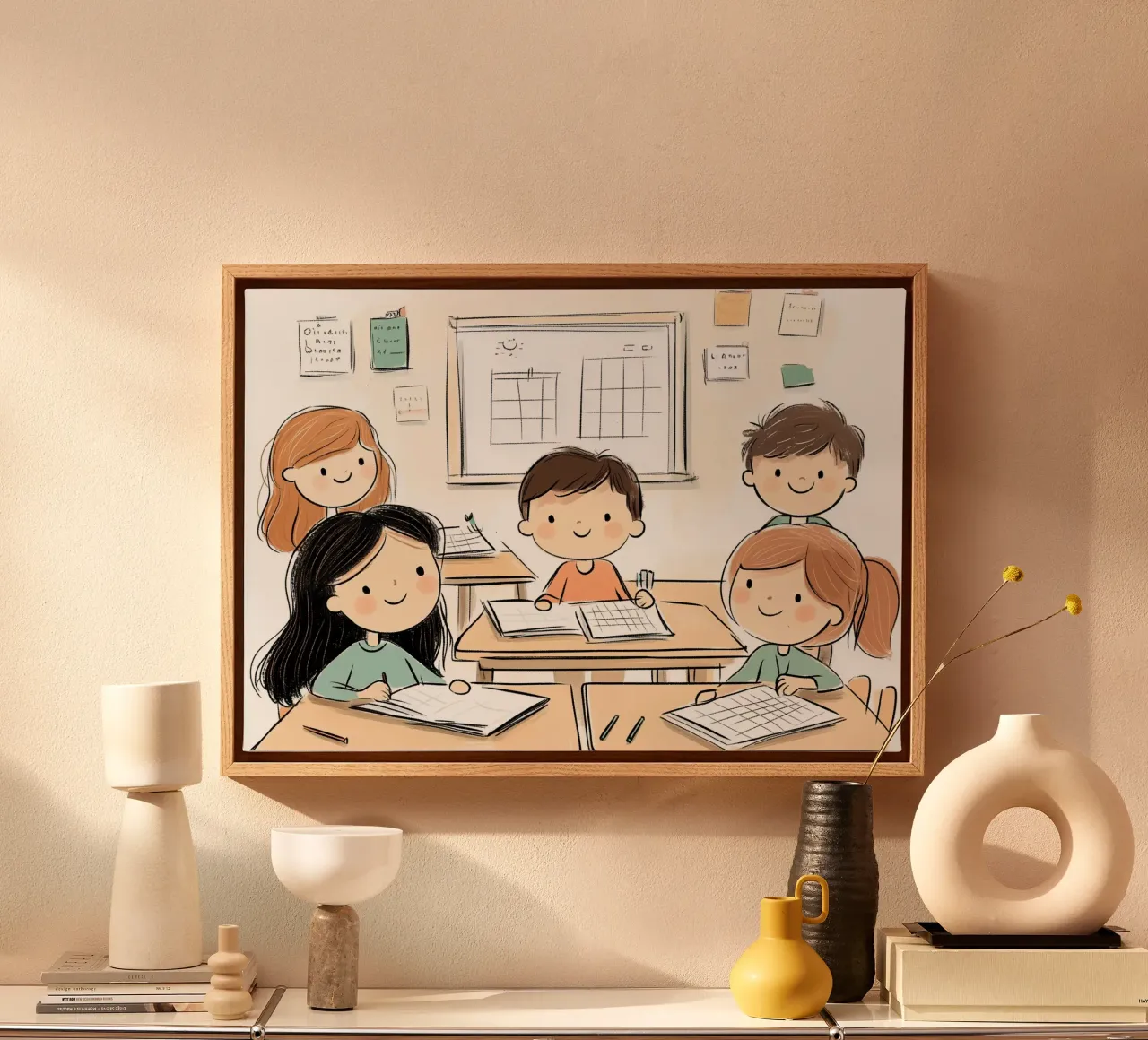 Poster didattico per la classe - Arte per lo studio e il divertimento dei bambini tela con Cornice a cassetta da vintagepod