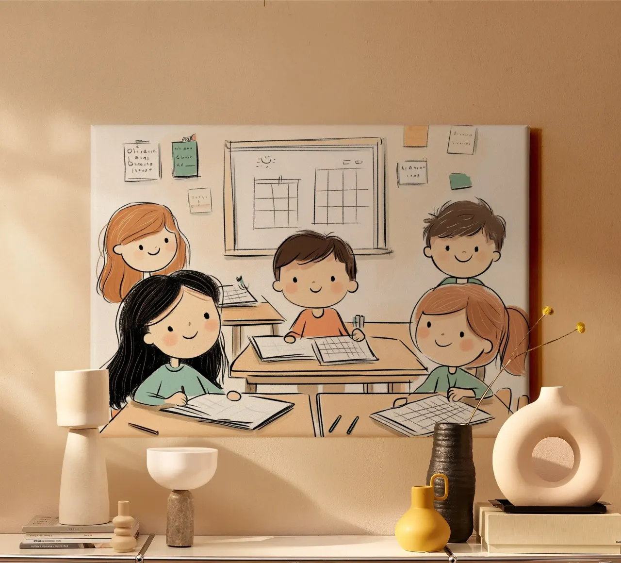 Poster didattico per la classe - Arte per lo studio e il divertimento dei bambini tela con Cornice a cassetta da vintagepod