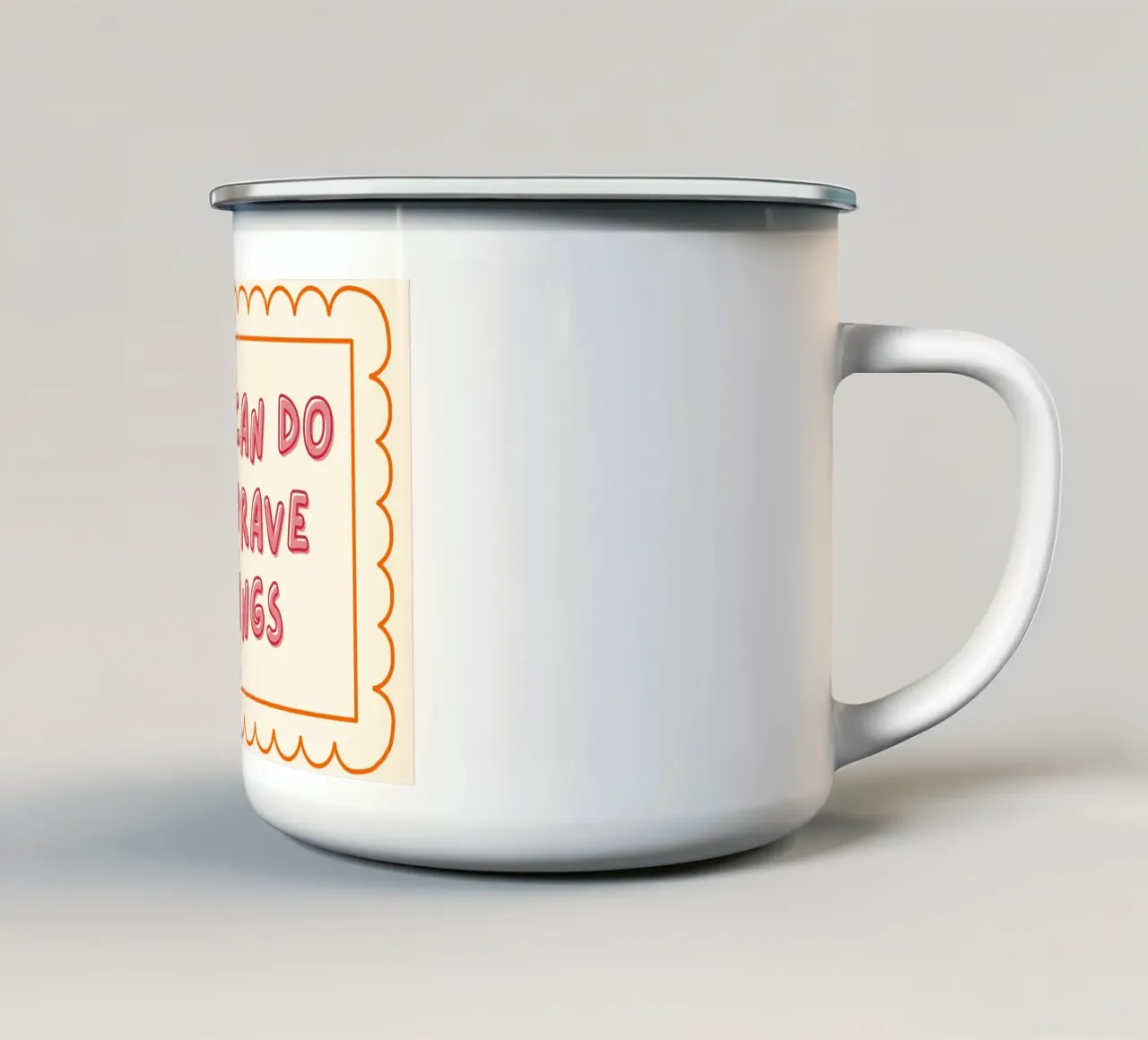 "Poster ispiratore "Puoi fare cose coraggiose tazza in smalto da vintagepod