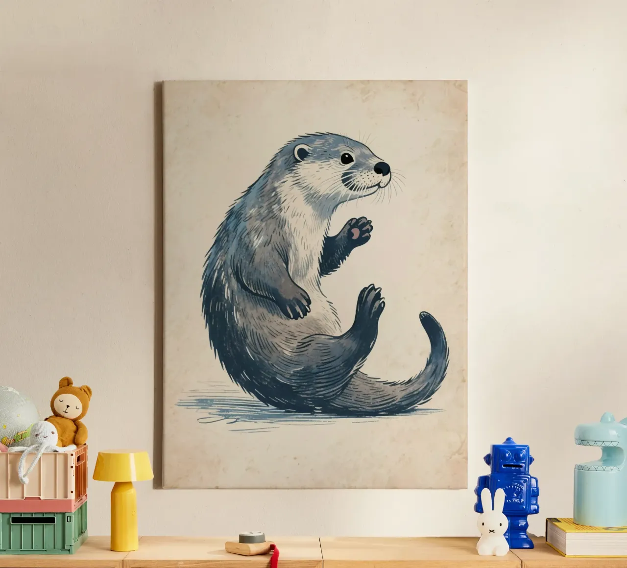 Schattige Otter canvas met Baklijst van knowledge