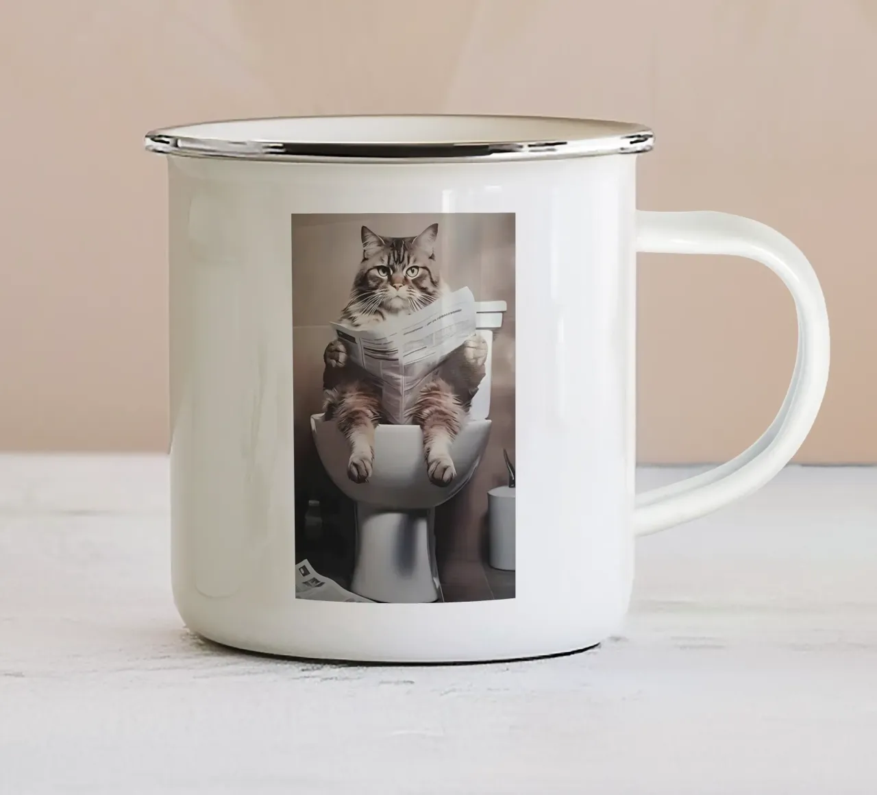 Gatto tazza in smalto da Arjun