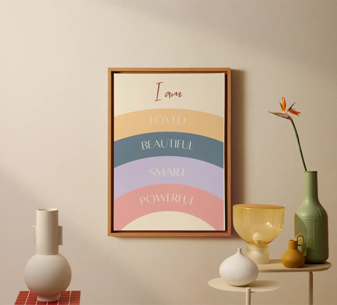 Poster con affermazioni "Io sono" - Arte per la cameretta dei bambini tela con Cornice a cassetta da vintagepod