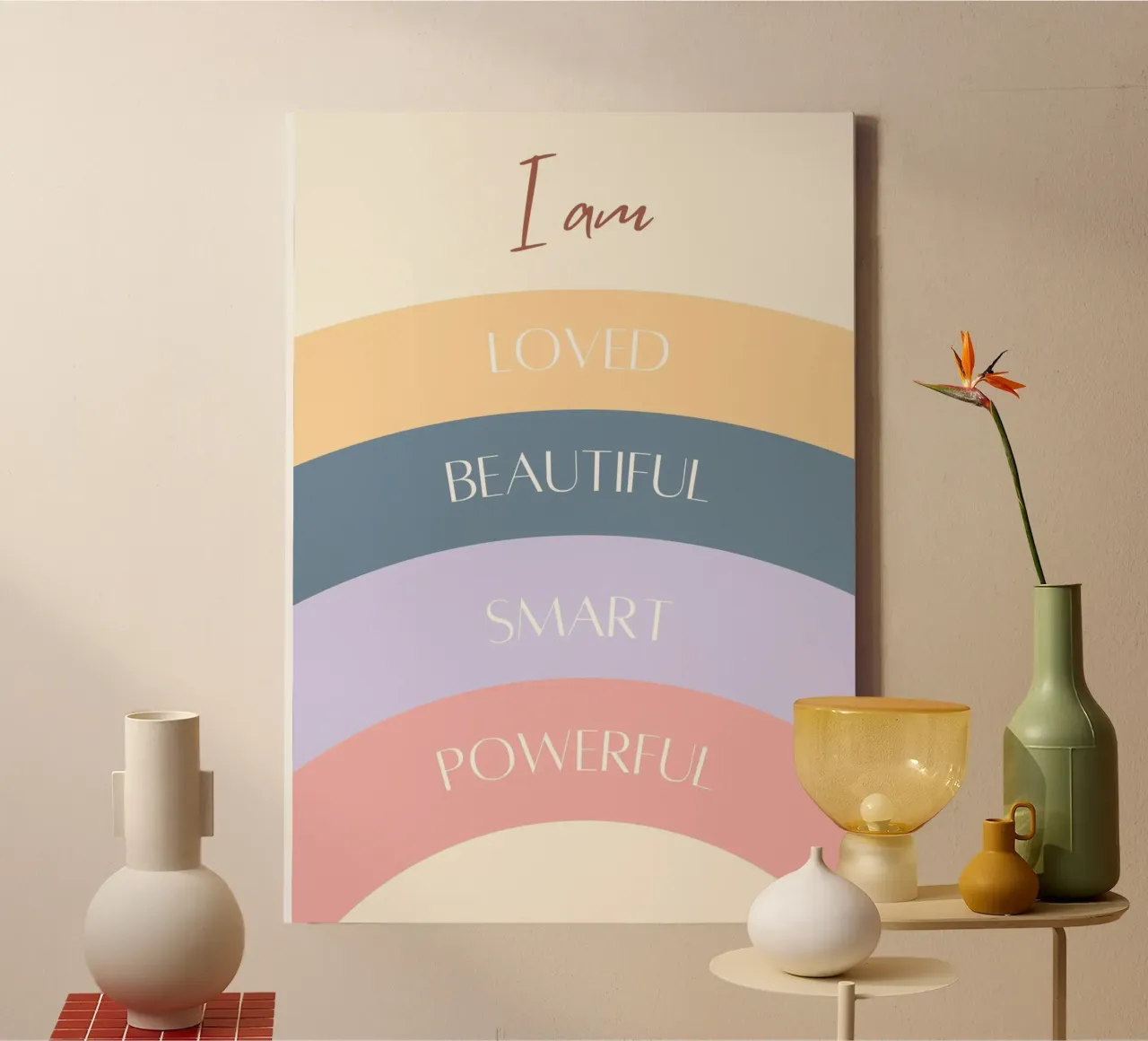Poster con affermazioni "Io sono" - Arte per la cameretta dei bambini tela con Cornice a cassetta da vintagepod