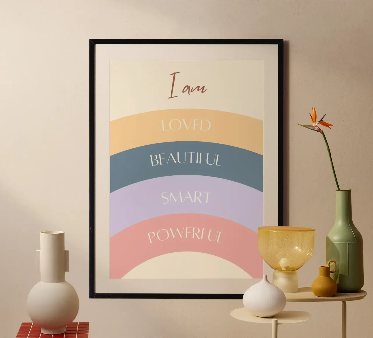 Poster con affermazioni "Io sono" - Arte per la cameretta dei bambini poster con telaio in plastica da vintagepod