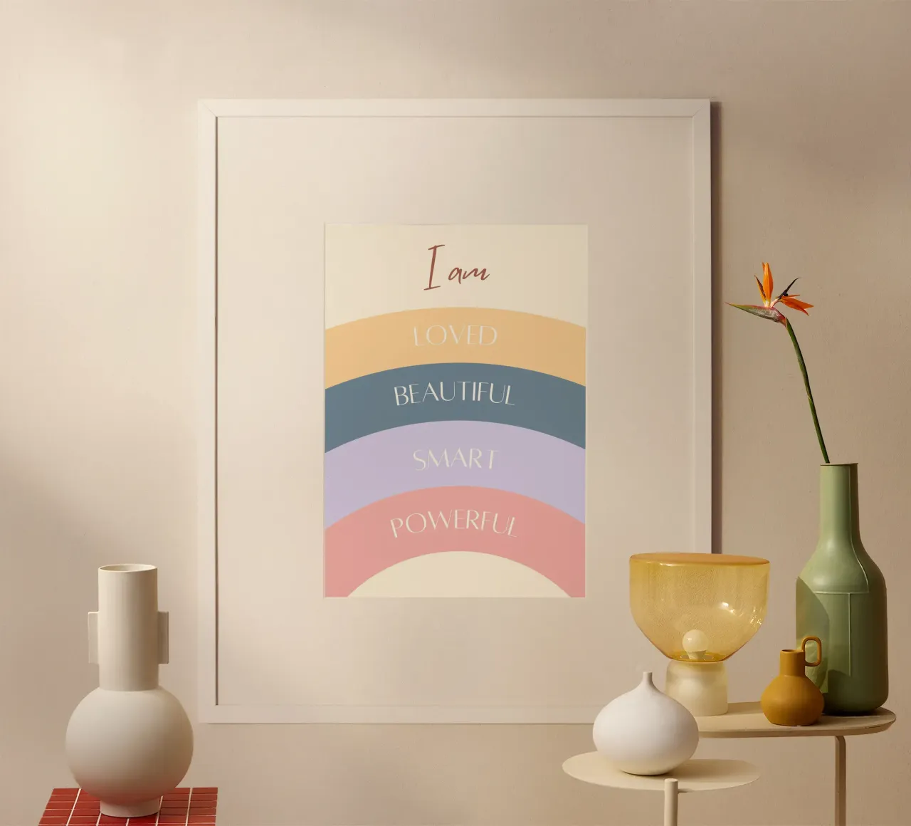 Poster con affermazioni "Io sono" - Arte per la cameretta dei bambini poster con telaio in plastica da vintagepod