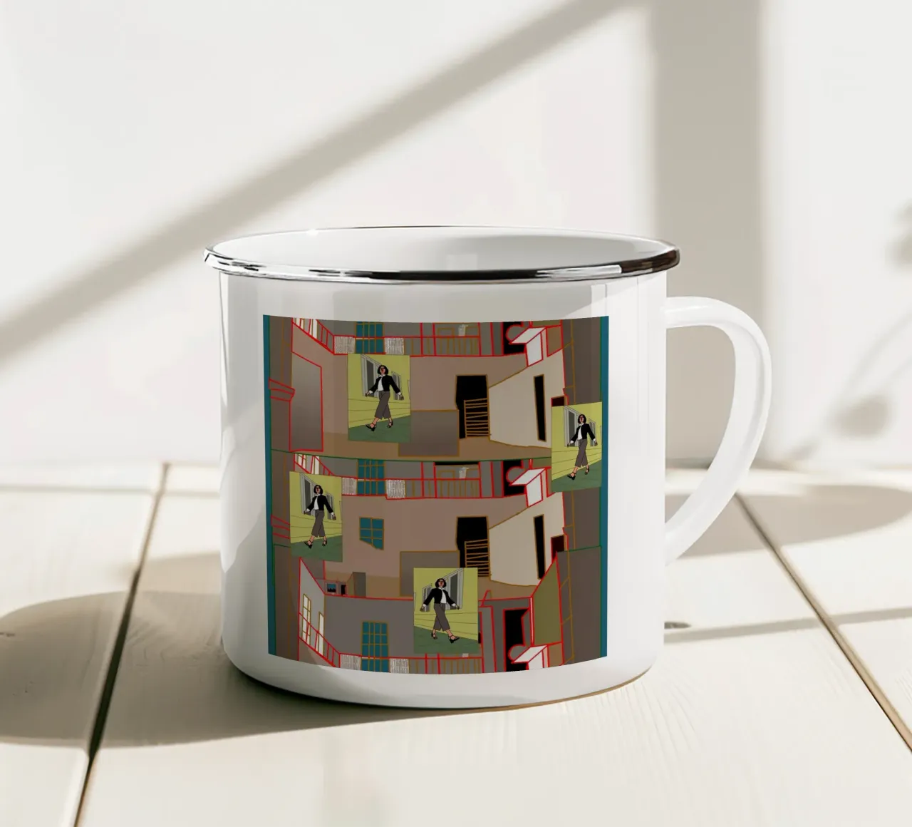 Passeggiate a piedi tazza in smalto da hanna shop