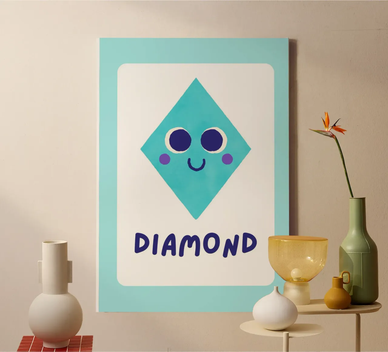 Poster a forma di diamante - Arte per la cameretta dei bambini tela con Cornice a cassetta da vintagepod