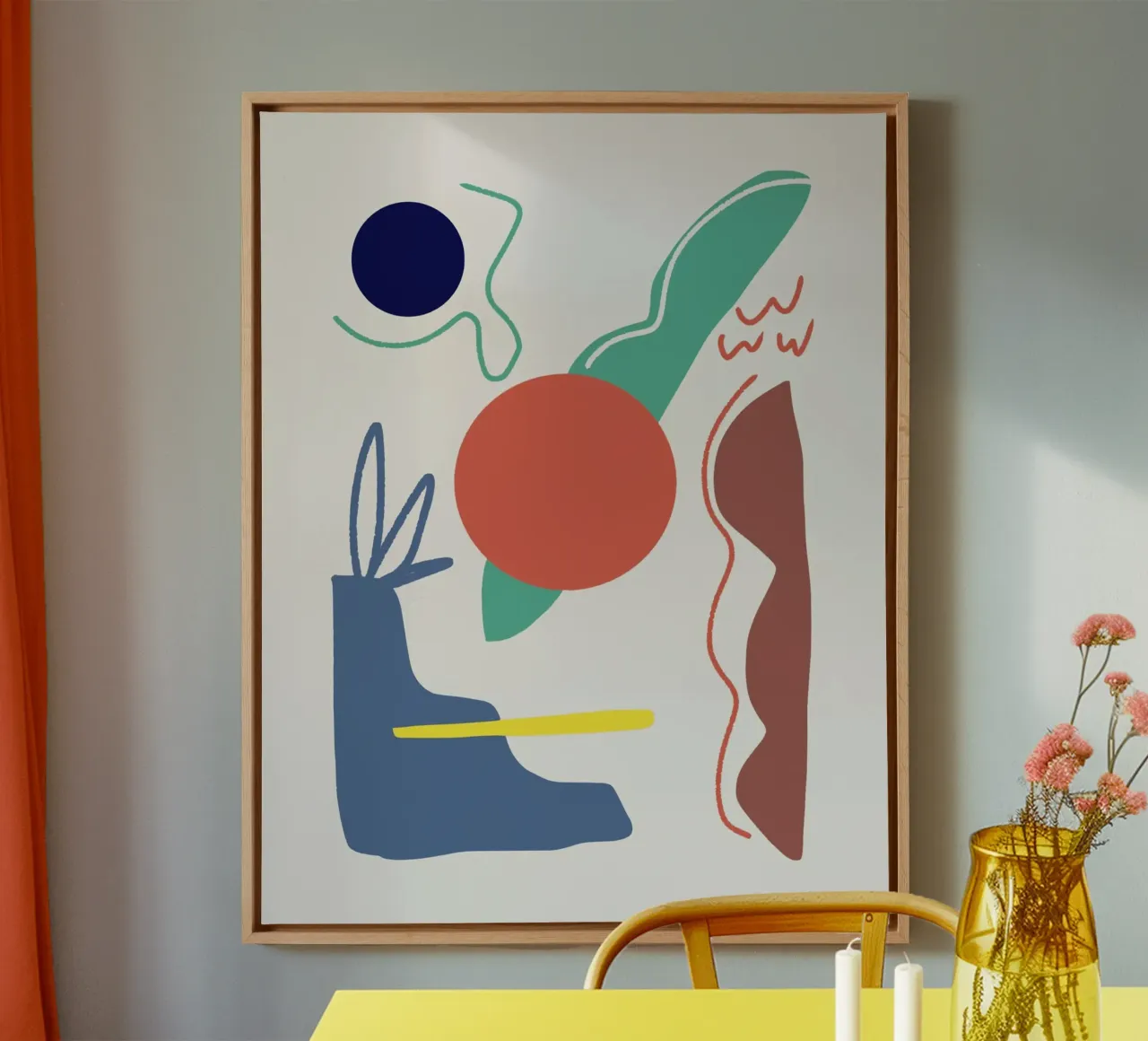 Cut out composition 05 Leinwand mit Schattenfugenrahmen von Little Dean