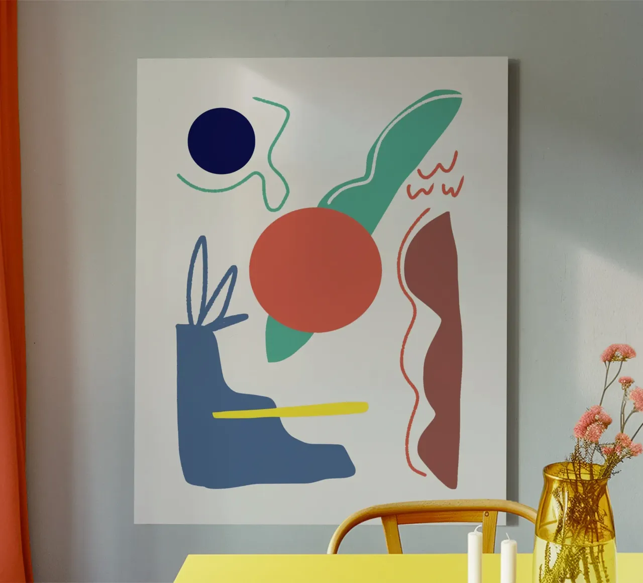 Cut out composition 05 Leinwand mit Schattenfugenrahmen von Little Dean