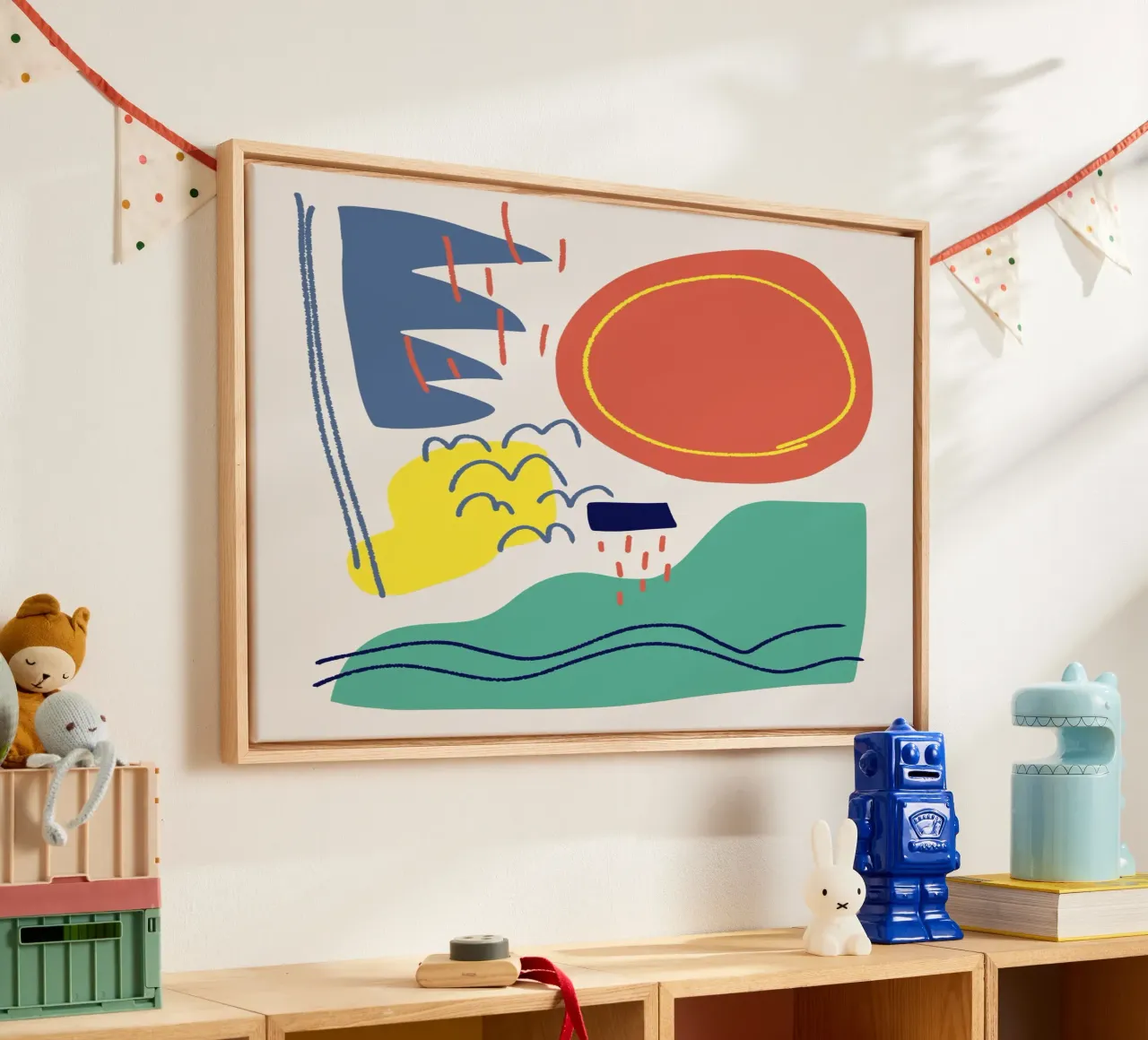 Cut out composition 06 Leinwand mit Schattenfugenrahmen von Little Dean