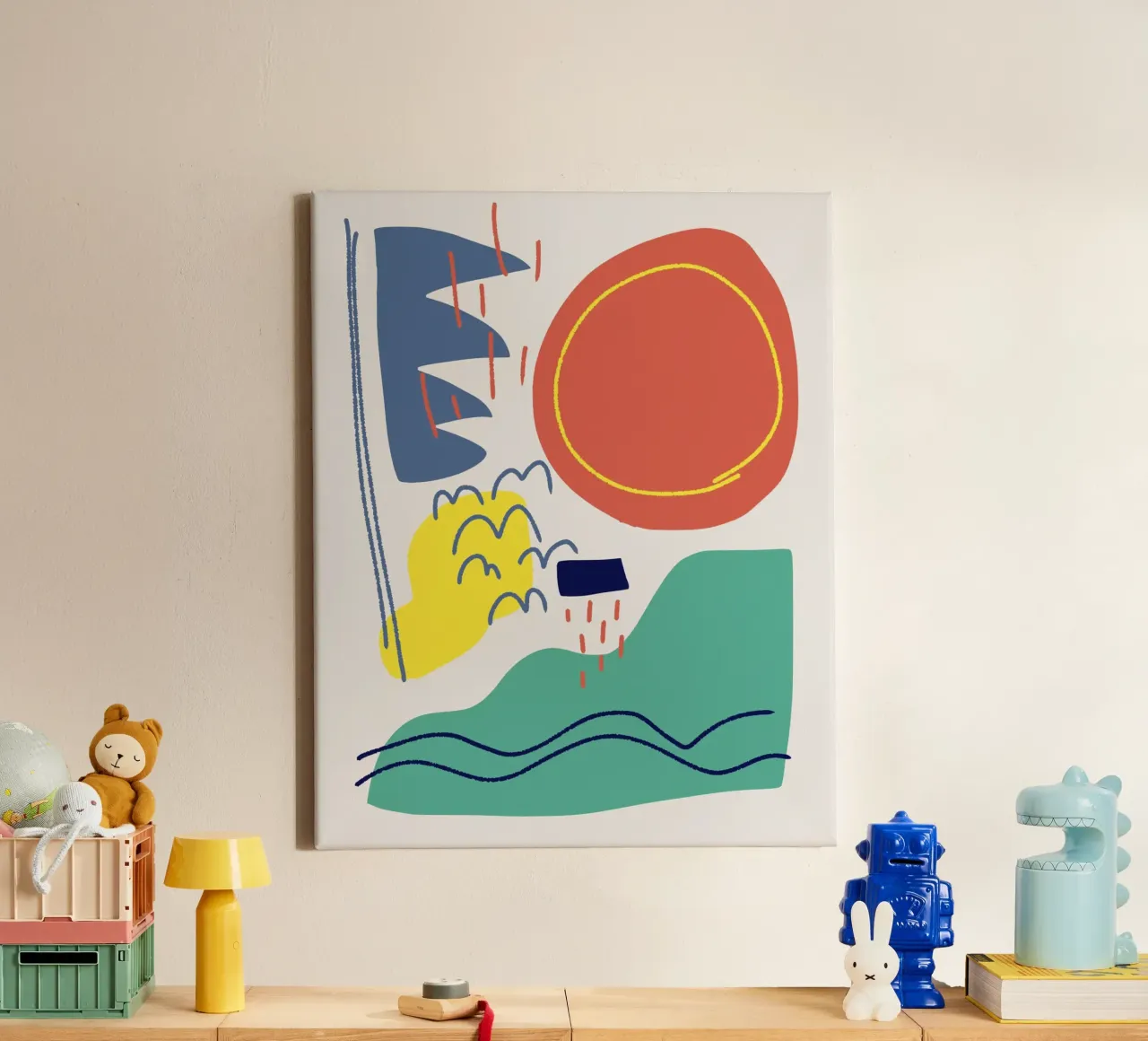 Cut out composition 06 Leinwand mit Schattenfugenrahmen von Little Dean