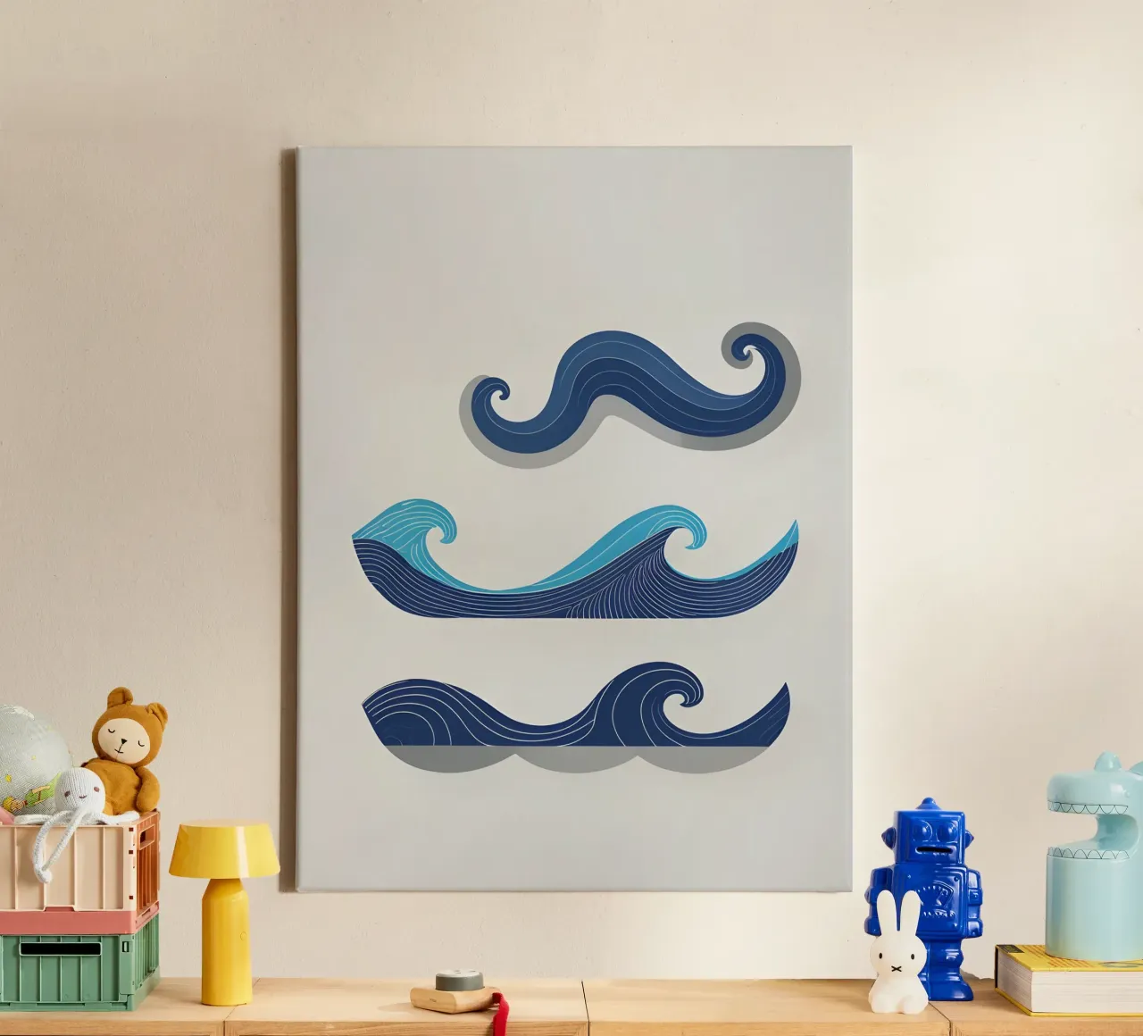 Abstract Waves canvas with Floater frame by The Green Room
