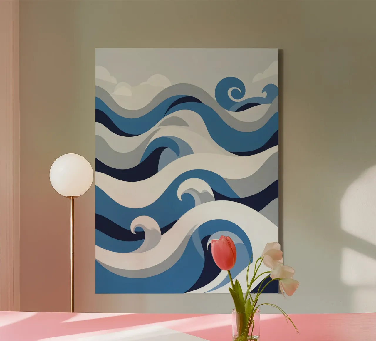 Abstract Waves canvas with Floater frame by The Green Room