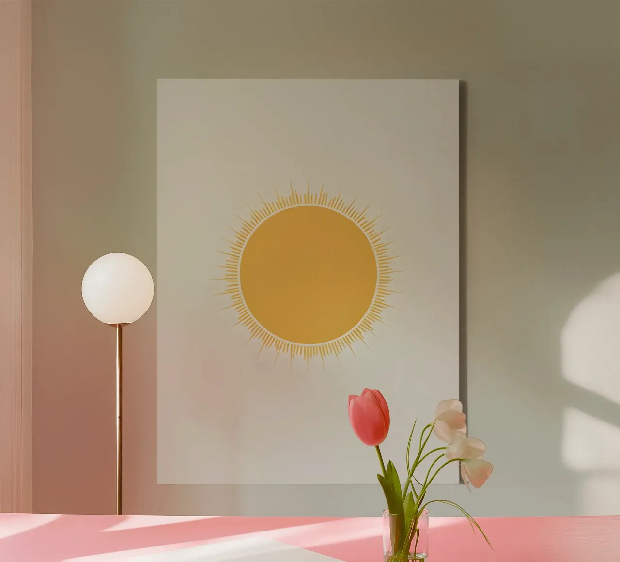 Sun Circle canvas with Floater frame by The Green Room