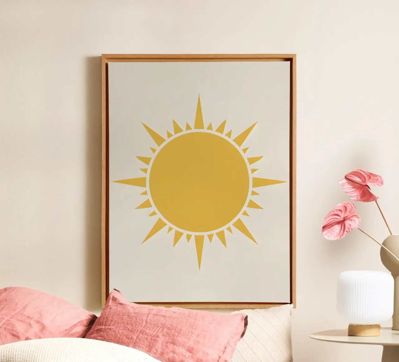 Sun Circle canvas with Floater frame by The Green Room