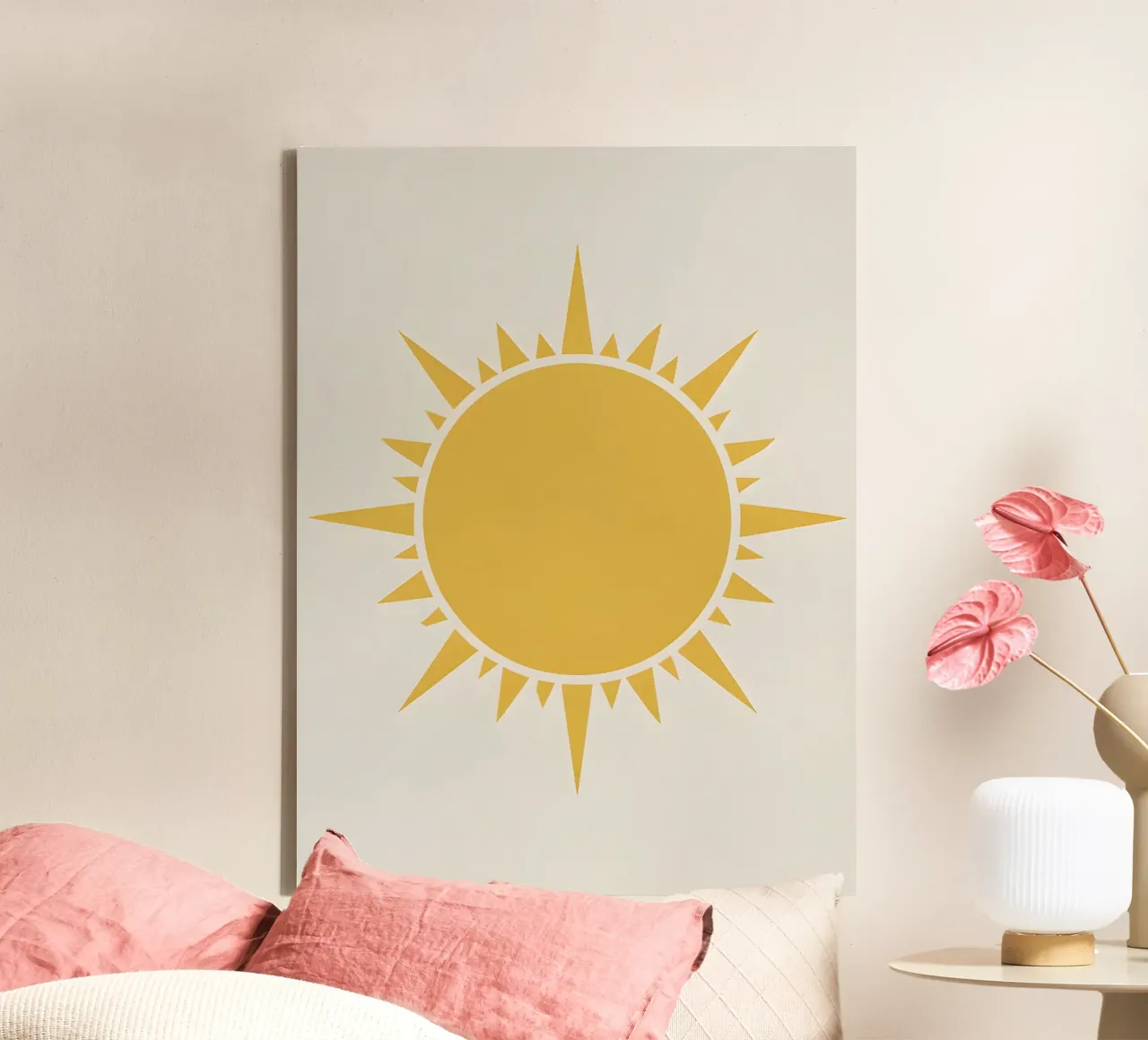 Sun Circle canvas with Floater frame by The Green Room