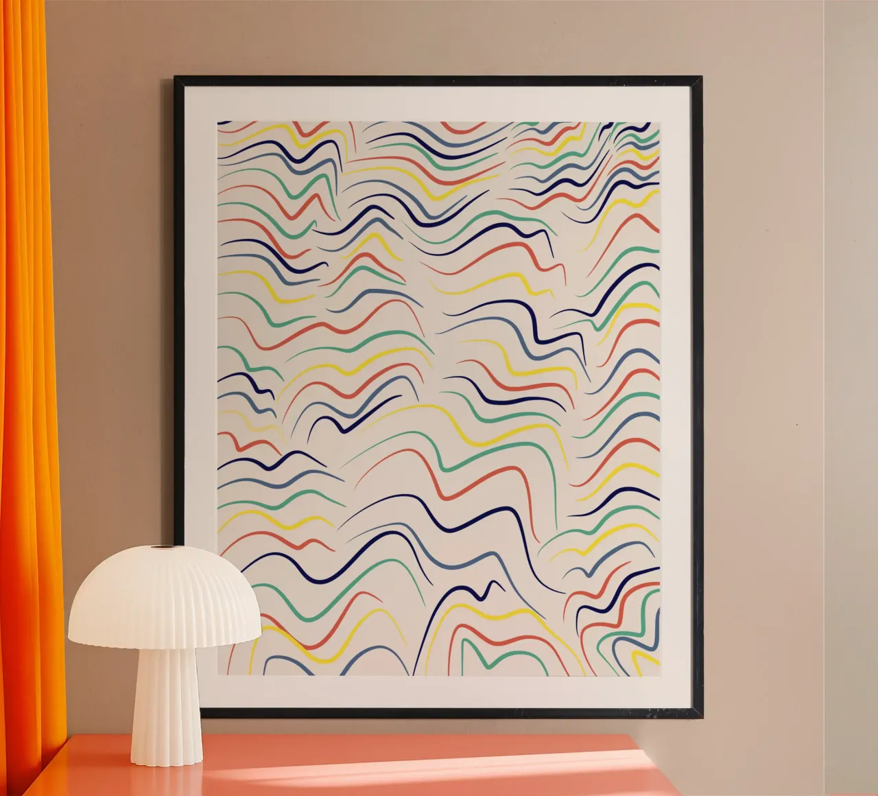 Onda di linea poster con telaio in plastica da Little Dean