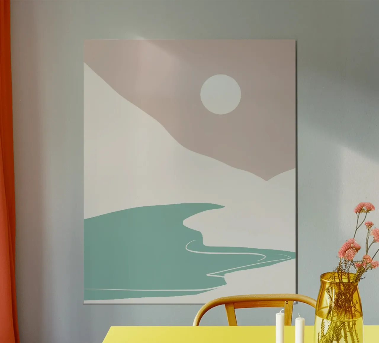 Paesaggio bianco poster con telaio in legno da Little Dean