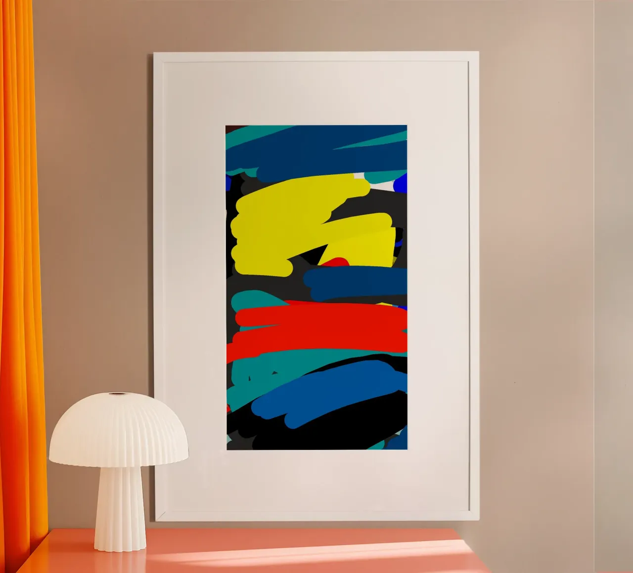color water line draw poster con telaio in plastica da hamily