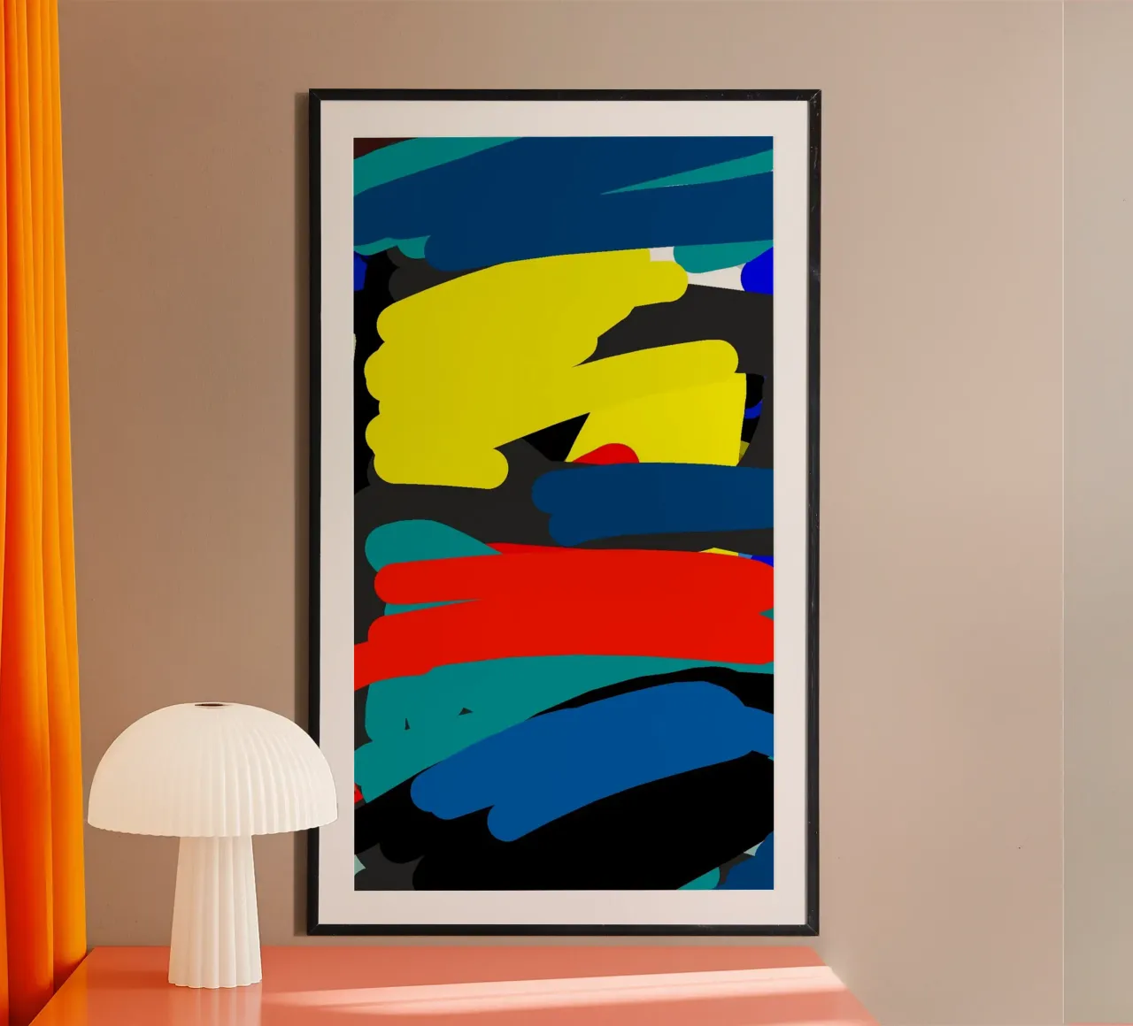 color water line draw poster con telaio in plastica da hamily