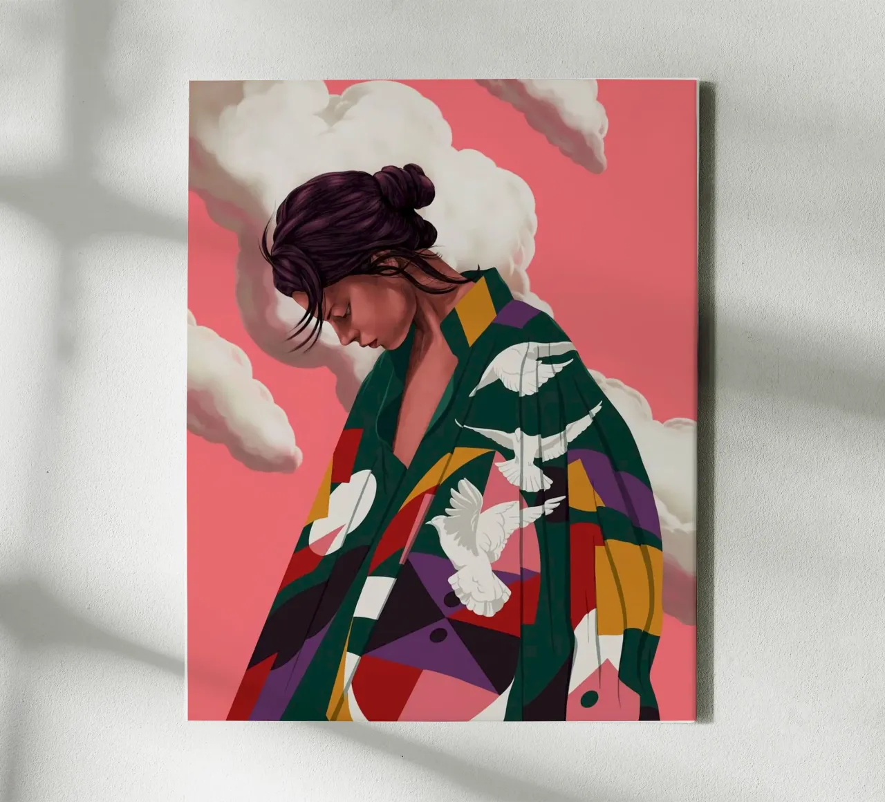 cool girl in shapes color canvas with Floater frame by hamily