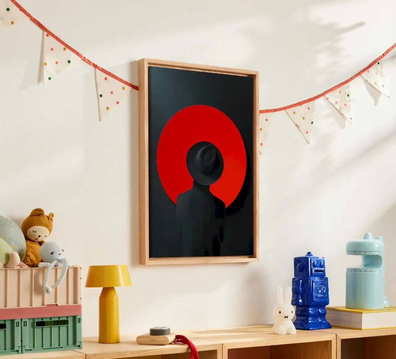 cool man in black red canvas with Floater frame by huminity