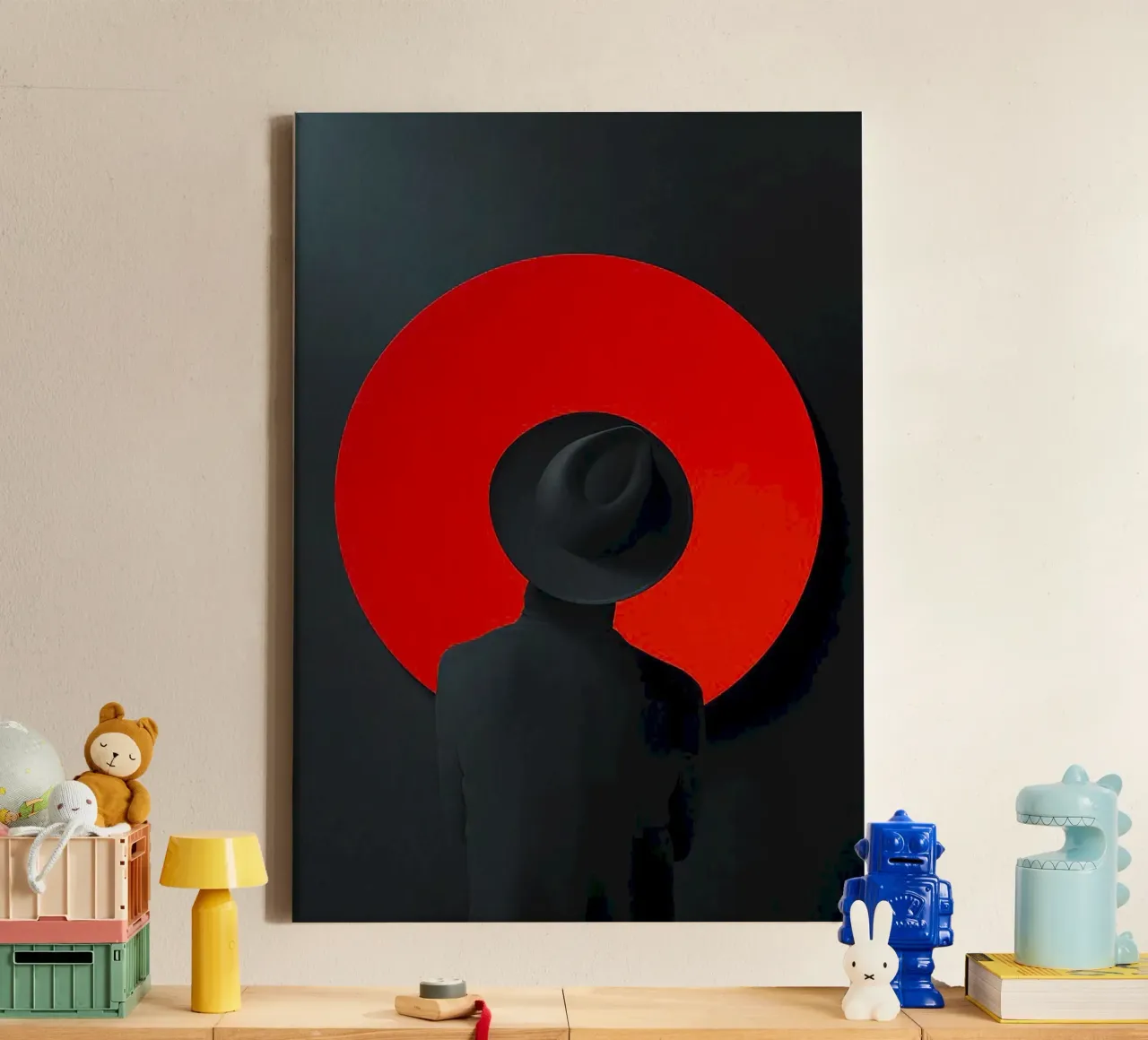 cool man in black red canvas with Floater frame by huminity