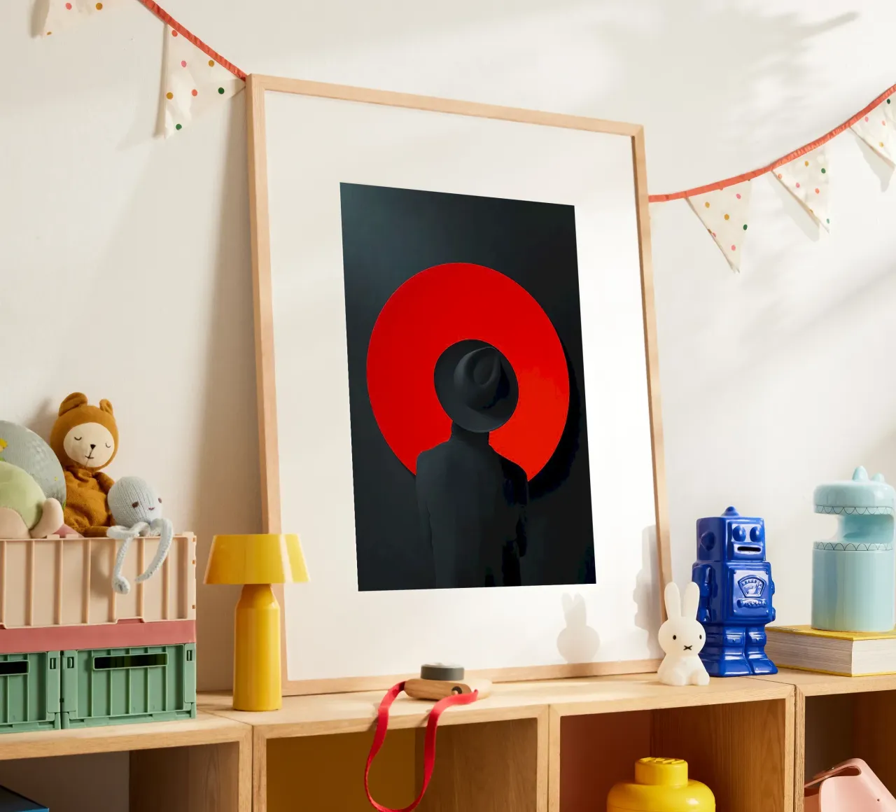 cool man in black red poster con telaio in legno da huminity
