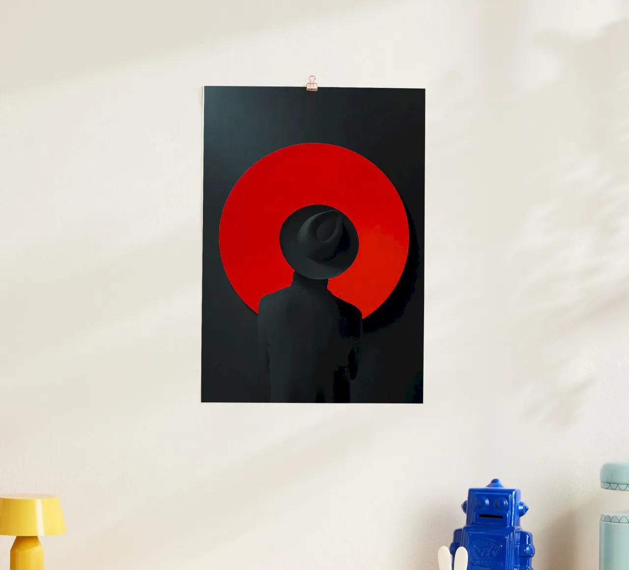 cool man in black red poster con telaio in legno da huminity