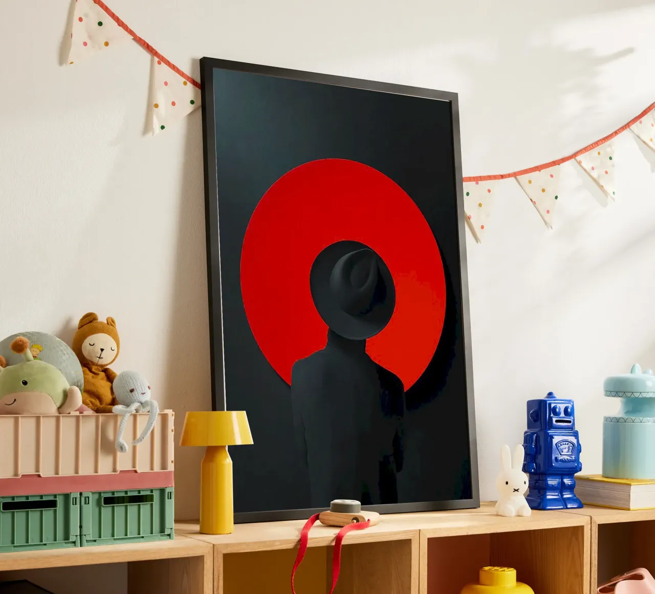 cool man in black red poster con telaio in legno da huminity