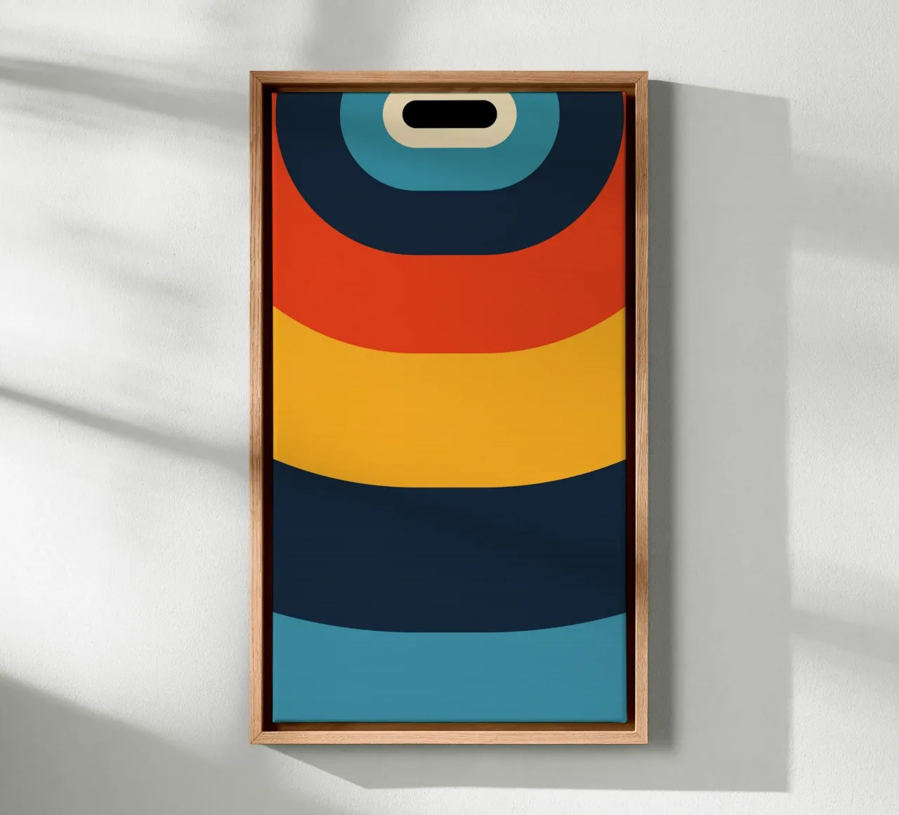 circle line colorful canvas with Floater frame by huminity