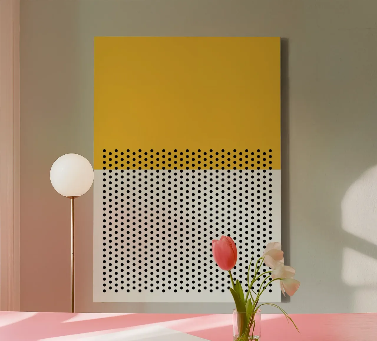 dot and yellow canvas with Floater frame by hamily