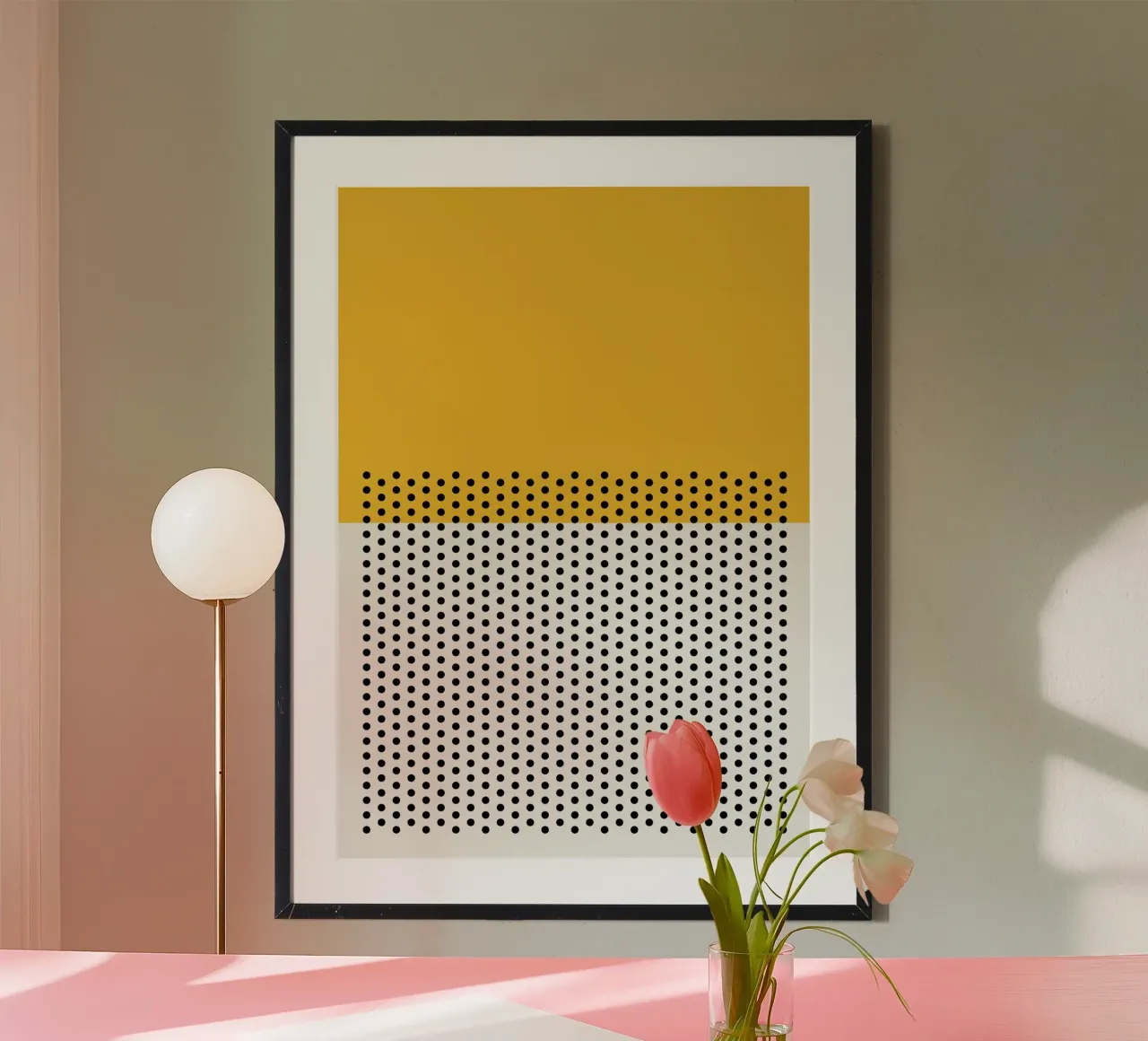 dot and yellow poster con telaio in legno da hamily