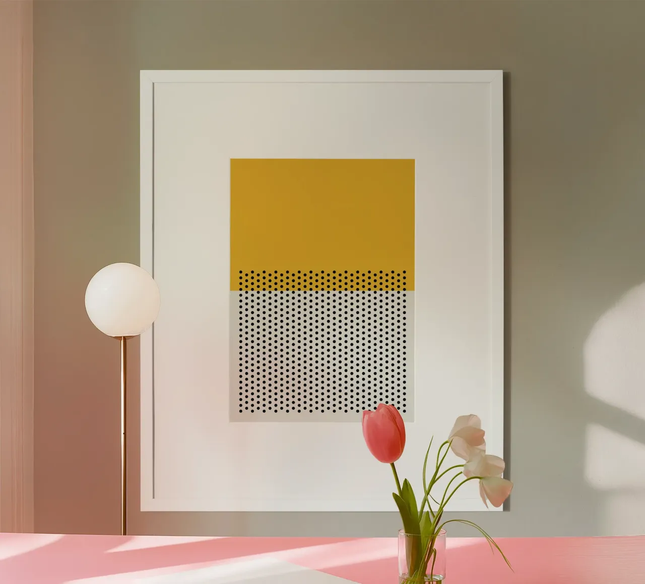 dot and yellow poster con telaio in legno da hamily