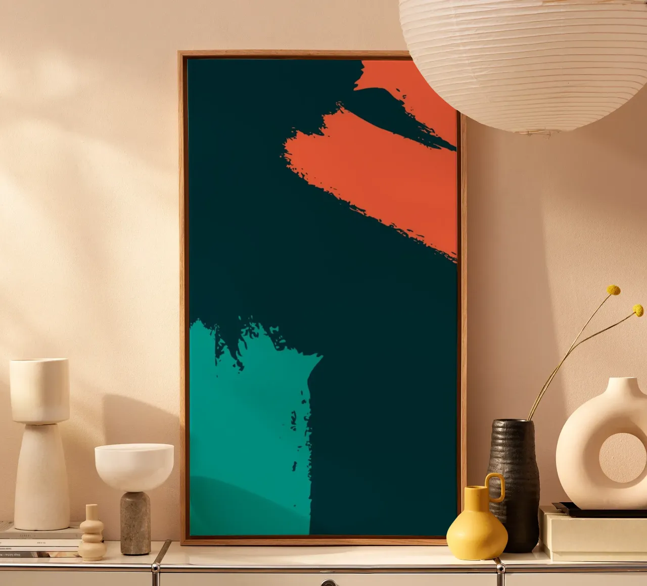 posture art line color canvas with Floater frame by huminity