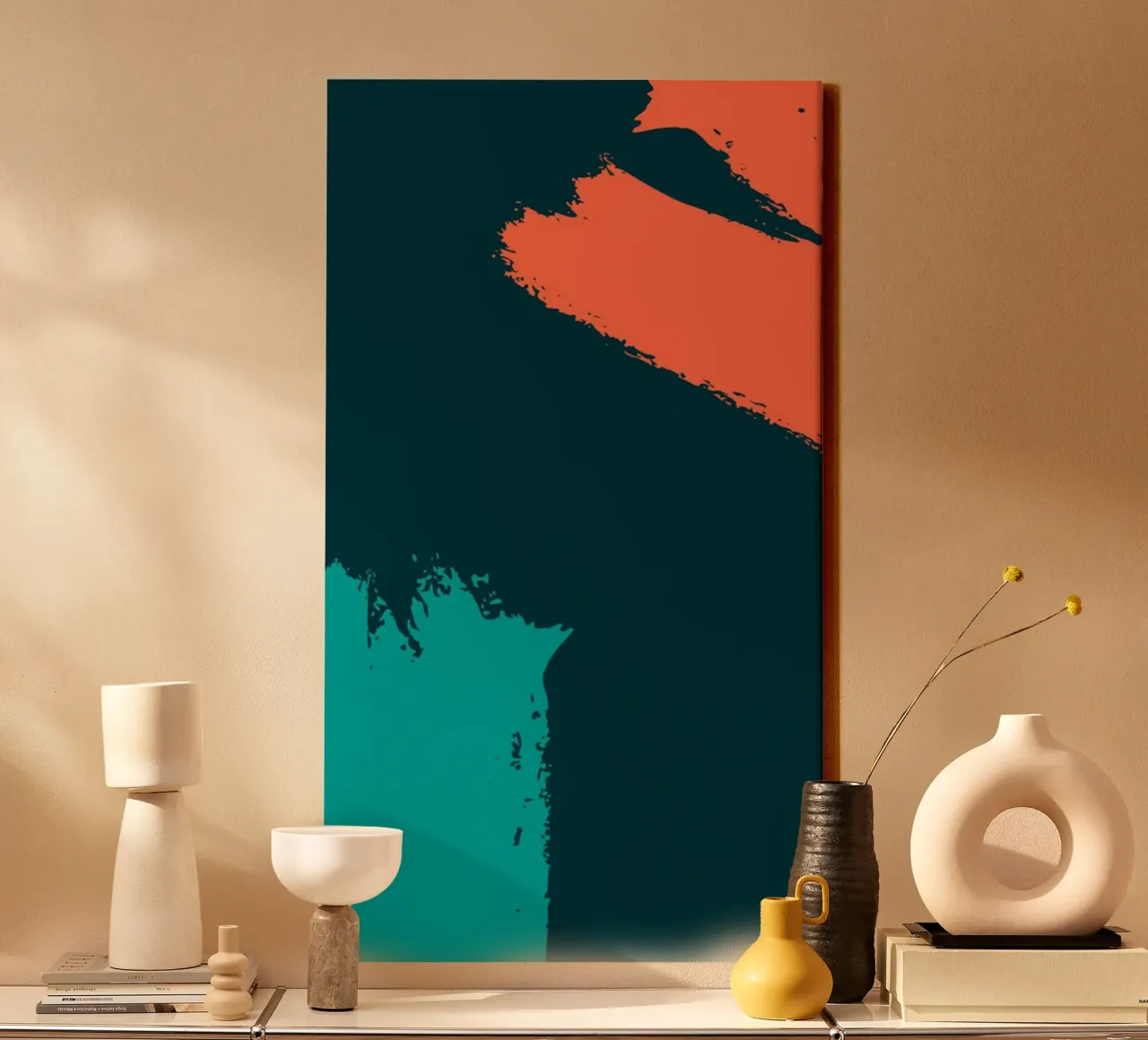 posture art line color canvas with Floater frame by huminity