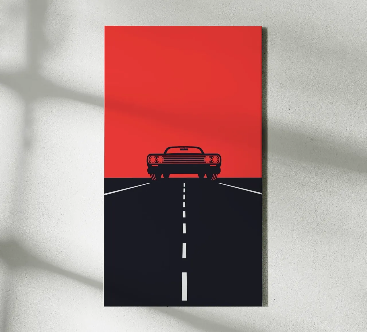 car in road way canvas with Floater frame by huminity
