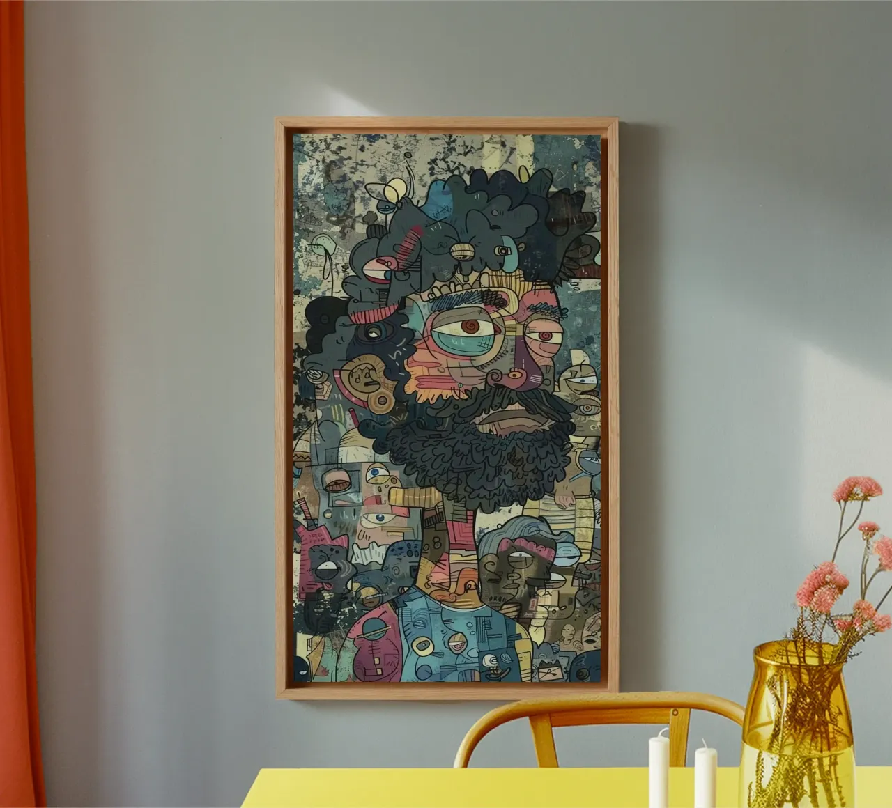 combined abstraction man canvas with Floater frame by hamily